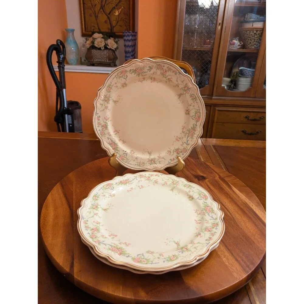 Vintage Homer Laughlin Virginia Rose Dinner Plates VR-119 Almond Blossom 3